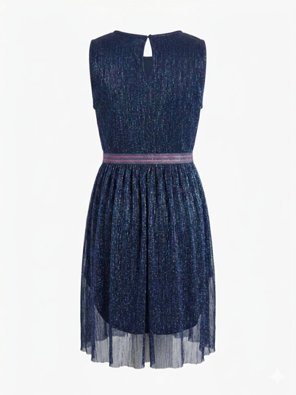 Wonder Nation Girls Metallic Navy Party Dress Size L 10‑12 - Picture 3 of 5